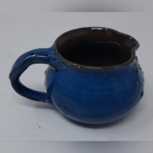 CH Brannam Barum Pottery Ceramic Mini Jug 1900 Dated Frog Fish Waves Blue 2.25" - Picture 13 of 16